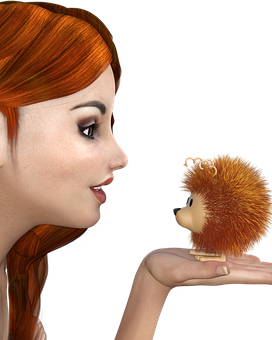 Womanand Hedgehog Encounter PNG image