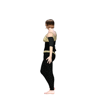 Womanin Black Polka Dot Outfit PNG image