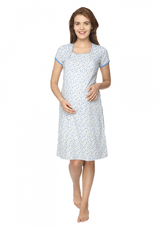 Womanin Blue Printed Dress PNG image