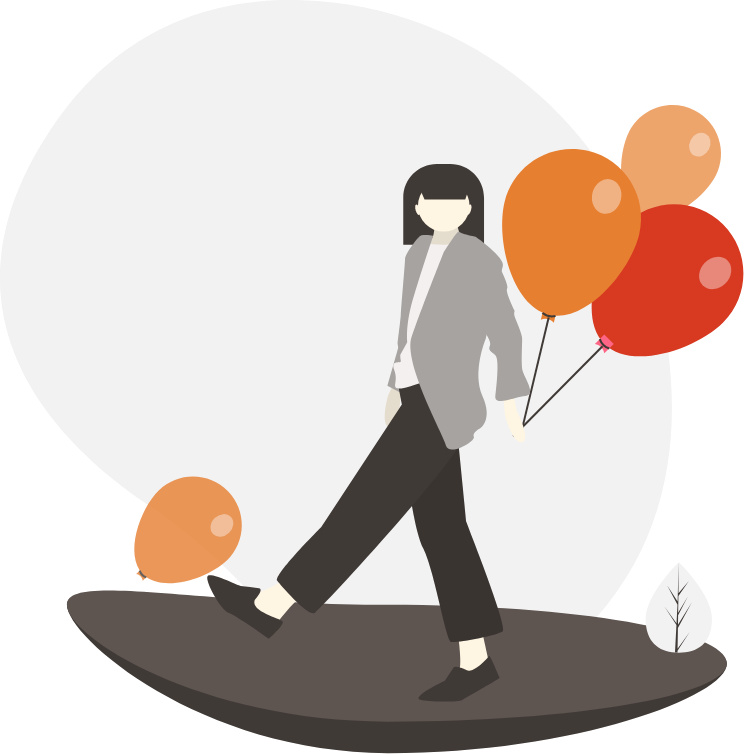 Womanwith Balloons Illustration PNG image