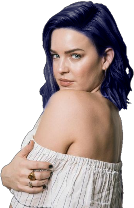 Womanwith Blue Hair Glance Over Shoulder PNG image