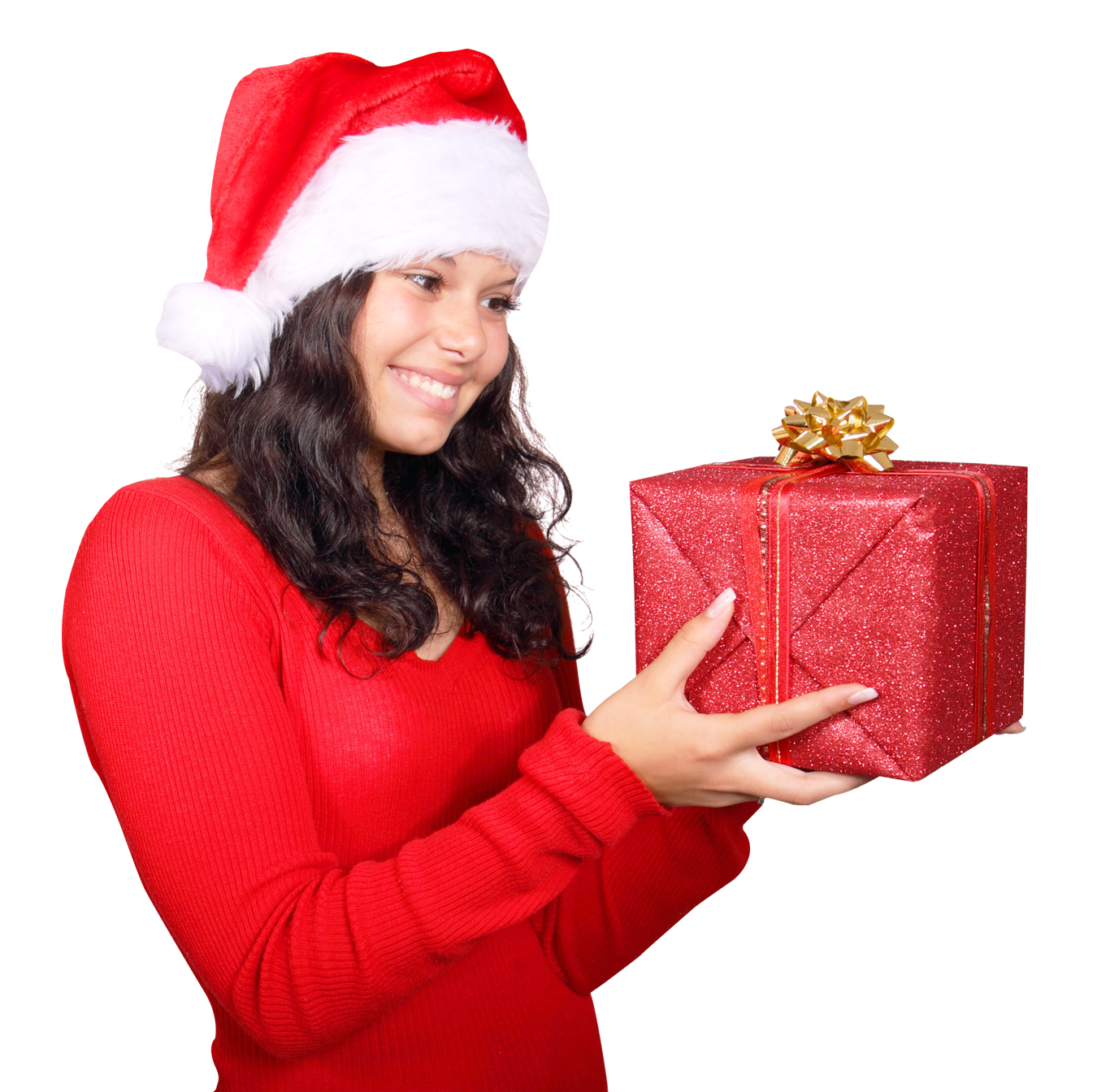 Womanwith Christmas Gift PNG image