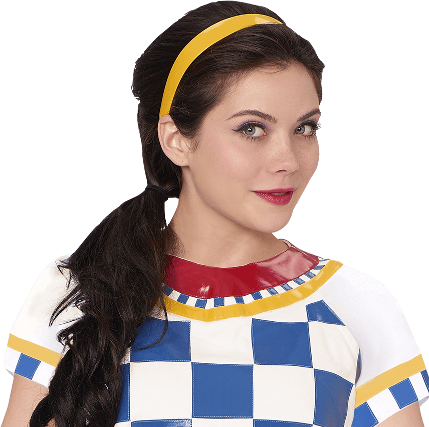 Womanwith Headbandand Checkered Dress PNG image