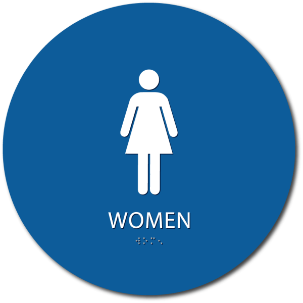 Womens Restroom Sign Blue Circle PNG image