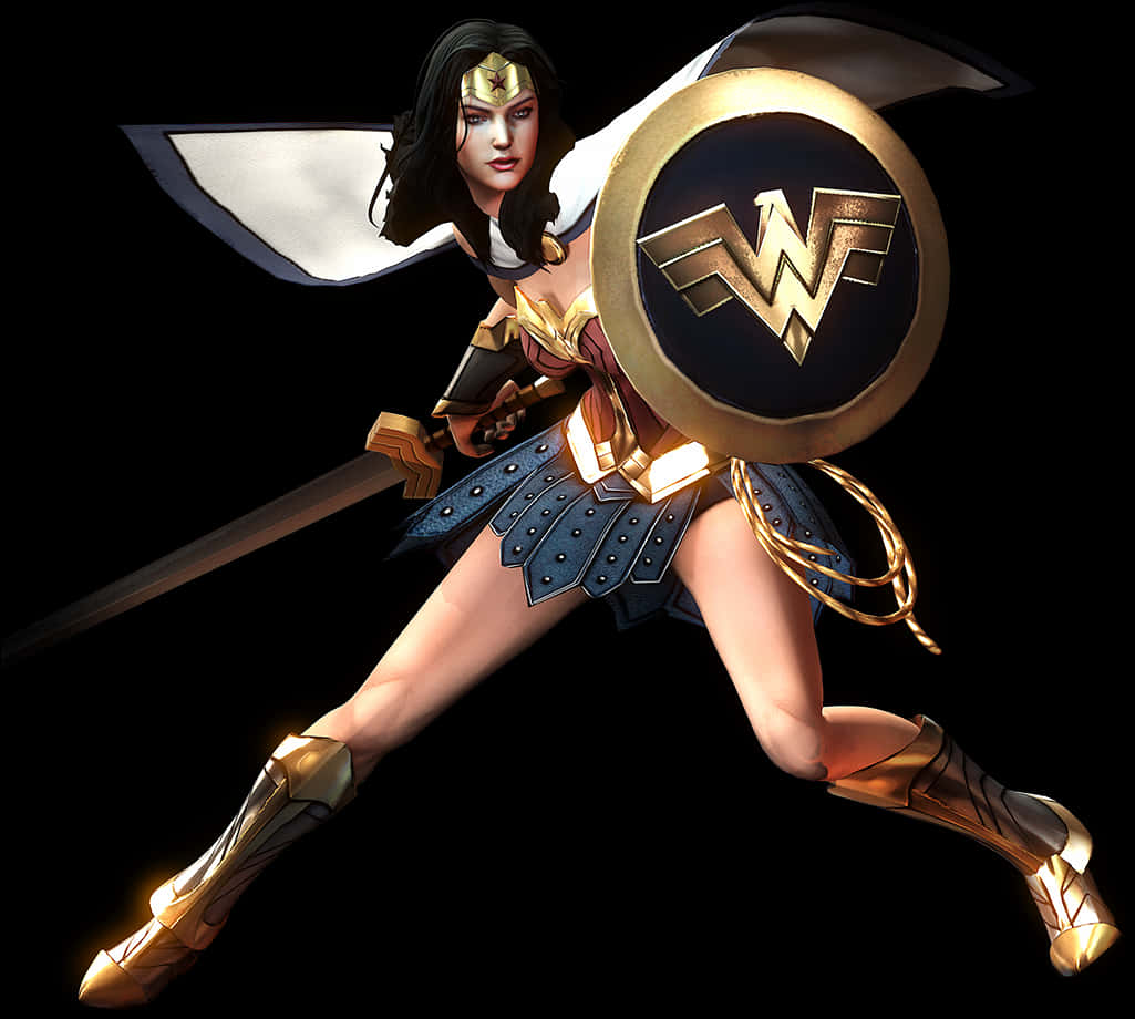 Wonder Woman Action Pose PNG image