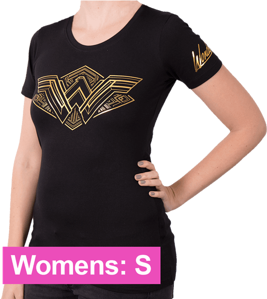 Wonder Woman Logo Black Tshirt Womens Small PNG image