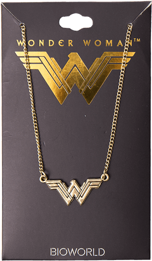 Wonder Woman Logo Necklace Bioworld Packaging PNG image