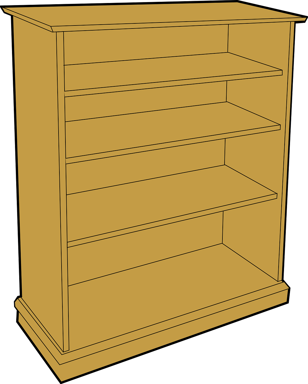 Wooden Bookshelf Vector Illustration PNG image