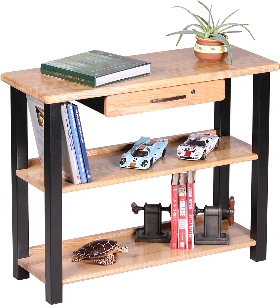 Wooden Bookshelfwith Decor Items PNG image