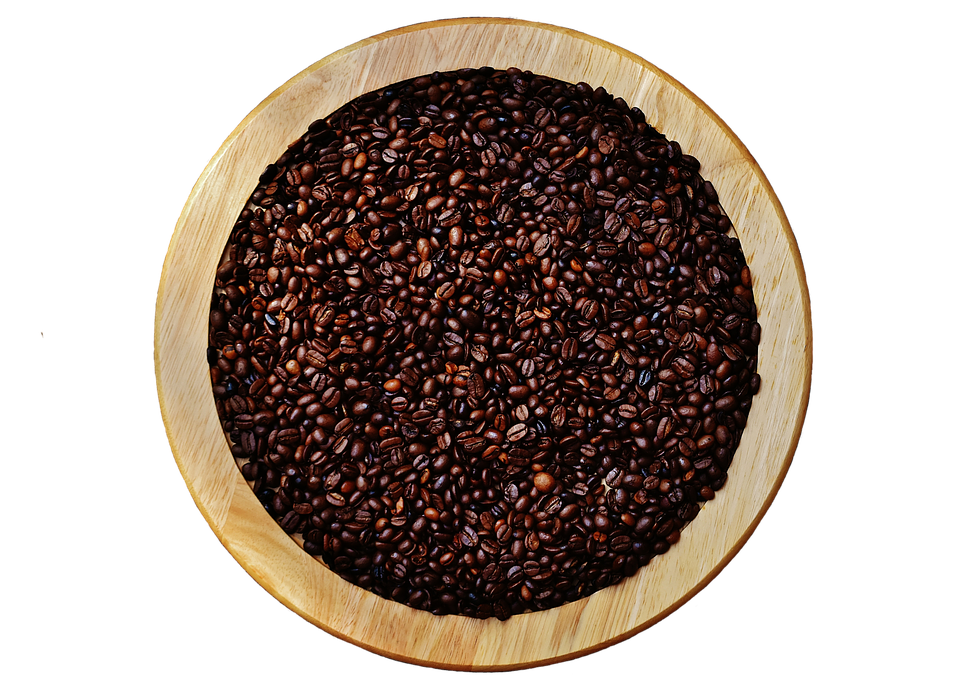 Wooden Bowl Fullof Coffee Beans PNG image