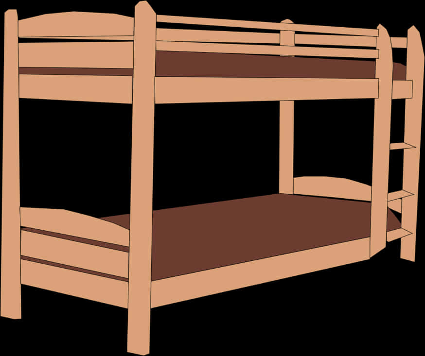 Wooden Bunk Bed Graphic PNG image