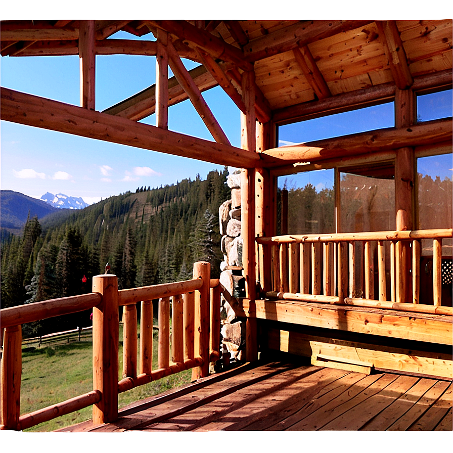 Wooden Cabin Porch View Png Fbq PNG image