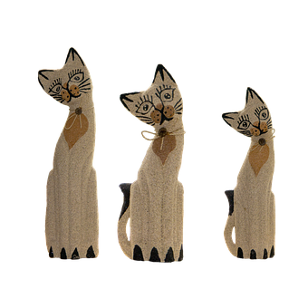 Wooden Cat Figurineson Black Background PNG image