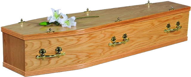 Wooden Coffinwith Flowers PNG image