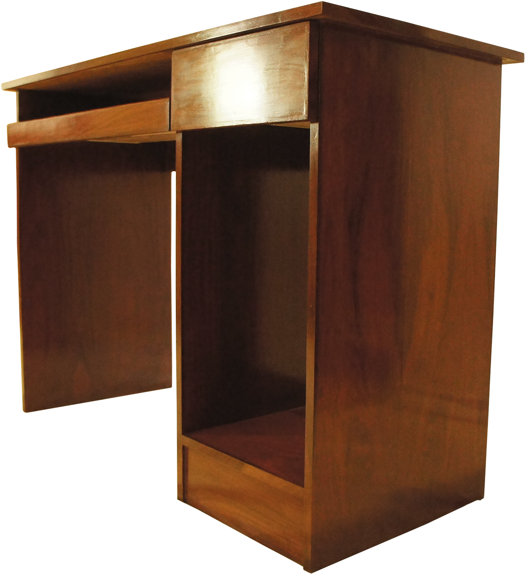 Wooden Computer Desk Side View PNG image