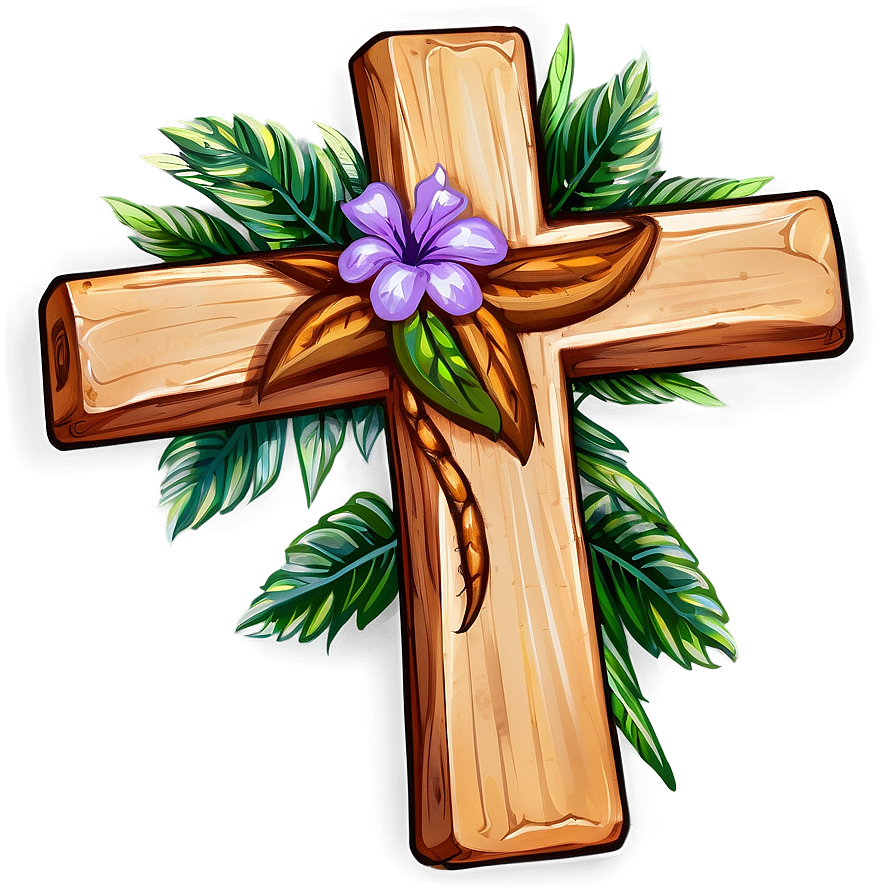 Wooden Cross With Flowers Png 71 PNG image