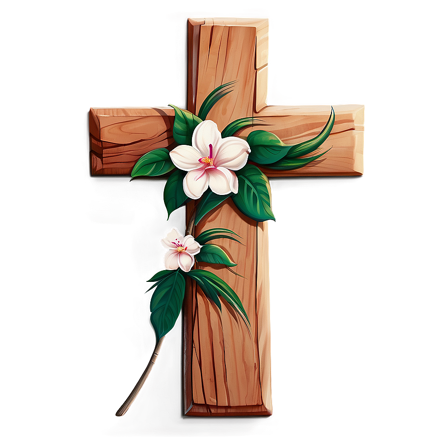 Wooden Cross With Flowers Png Xui PNG image