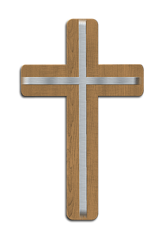Wooden Crosswith Metal Inlay PNG image