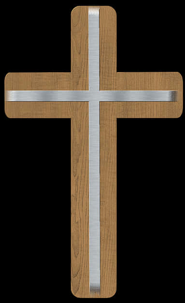 Wooden Crosswith Metal Inlay PNG image