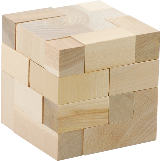 Wooden Cube Puzzle Construction PNG image