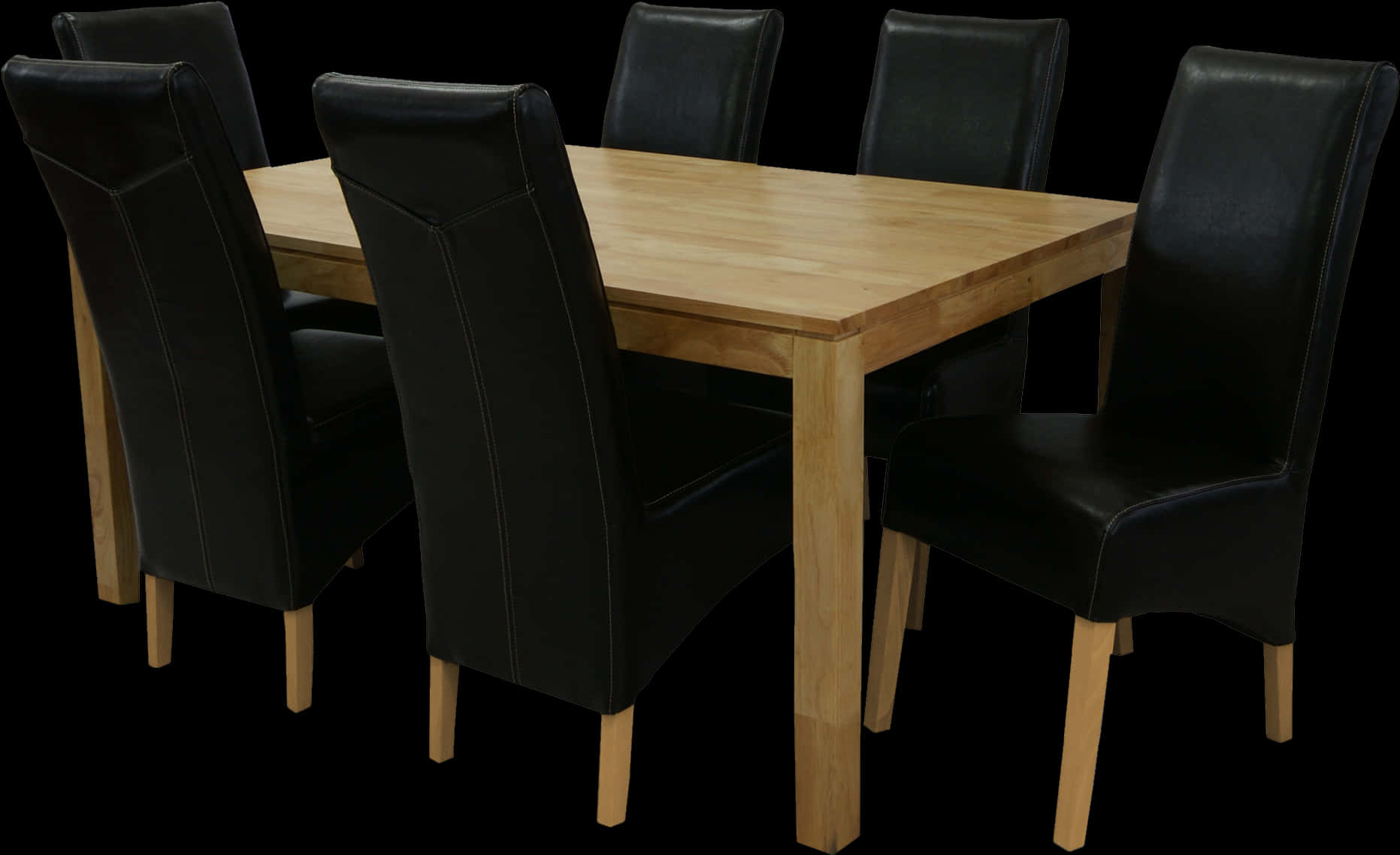 Wooden Dining Tablewith Black Chairs PNG image