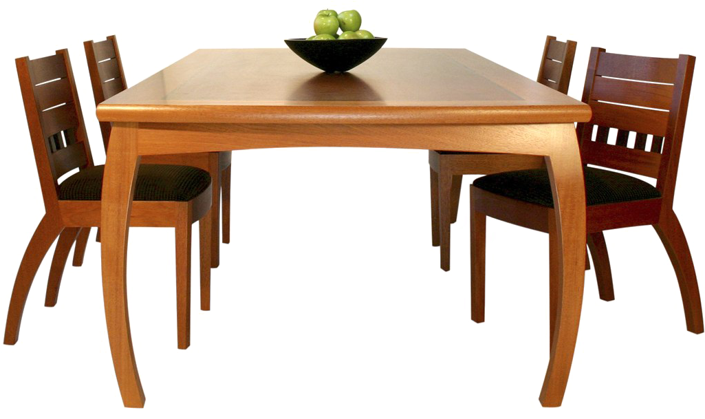 Wooden Dining Tablewith Chairsand Fruit Bowl PNG image