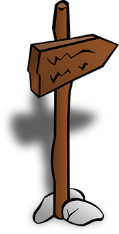 Wooden Direction Sign Cartoon Style PNG image