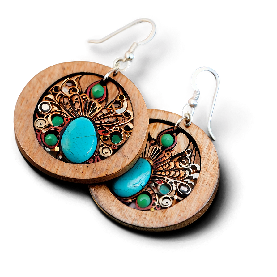 Wooden Disc Earring Png Nxw17 PNG image