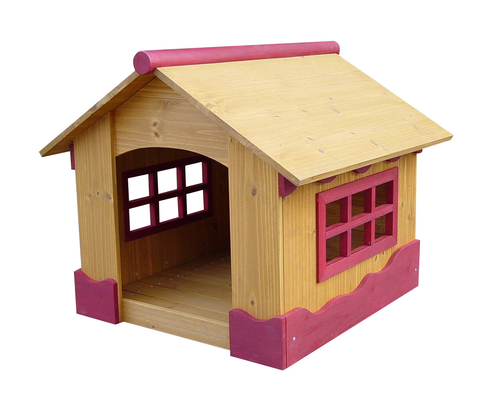 Wooden Dog Housewith Red Trim PNG image