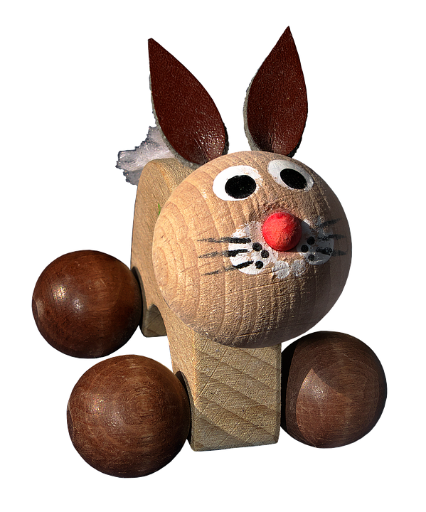 Wooden Easter Bunny Figurine PNG image