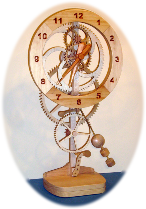 Wooden Gear Clockwith Pendulum PNG image