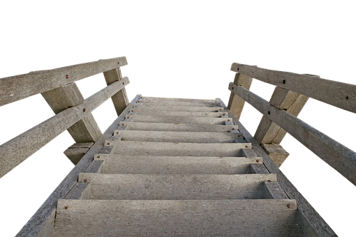 Wooden Ladder Against Black Background.jpg PNG image