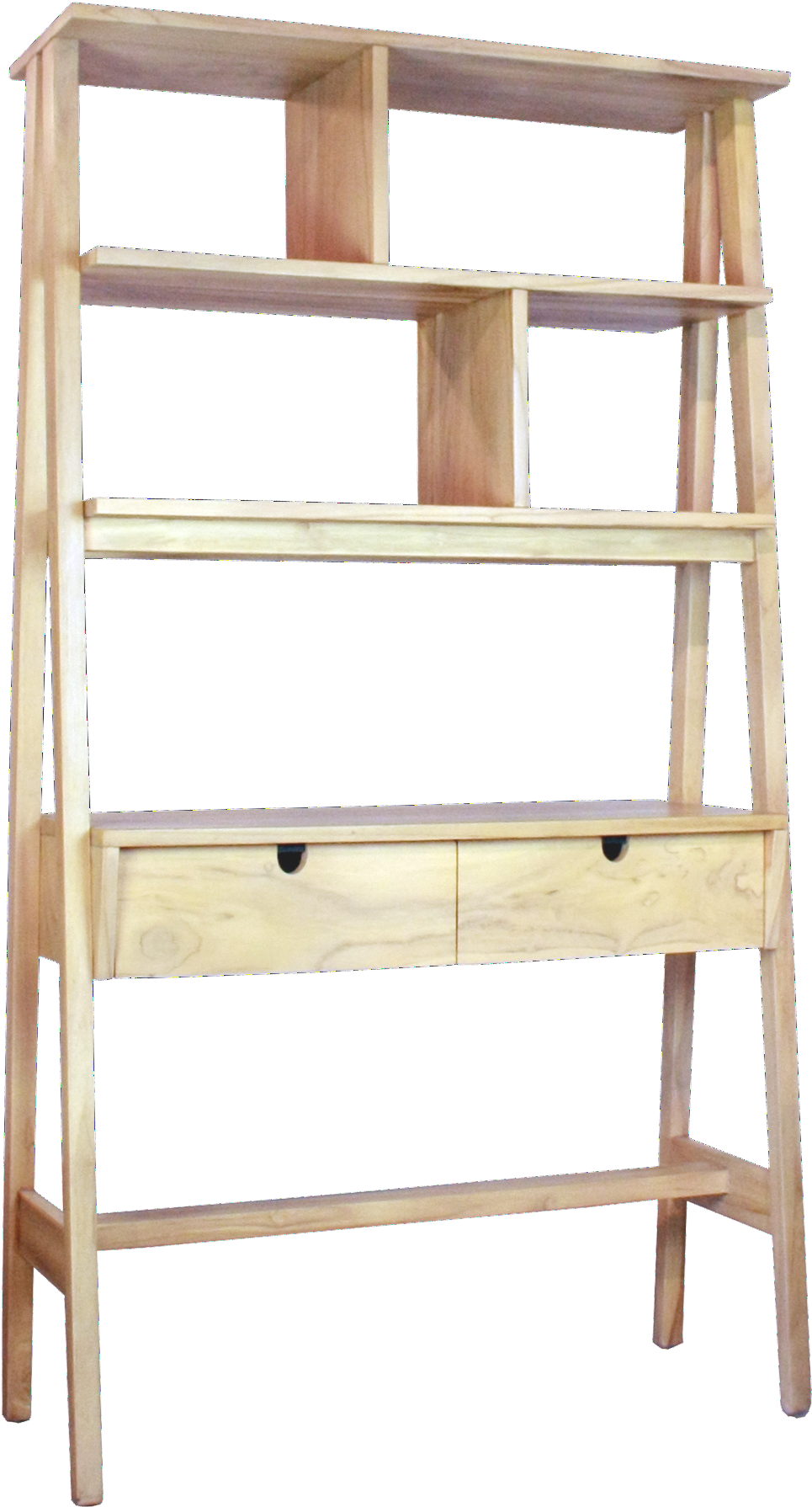 Wooden Ladder Bookshelfwith Drawers PNG image