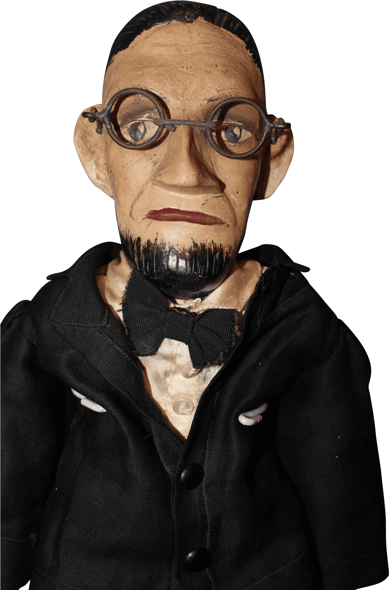 Wooden Lincoln Figurewith Glasses PNG image
