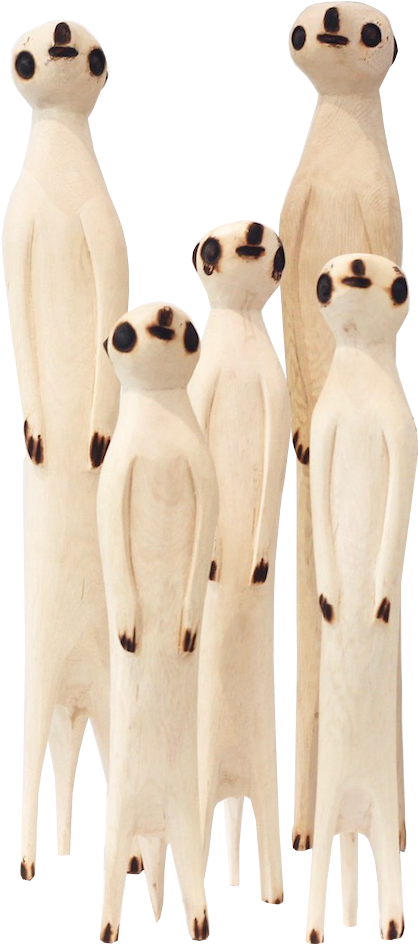 Wooden Meerkat Figurines PNG image