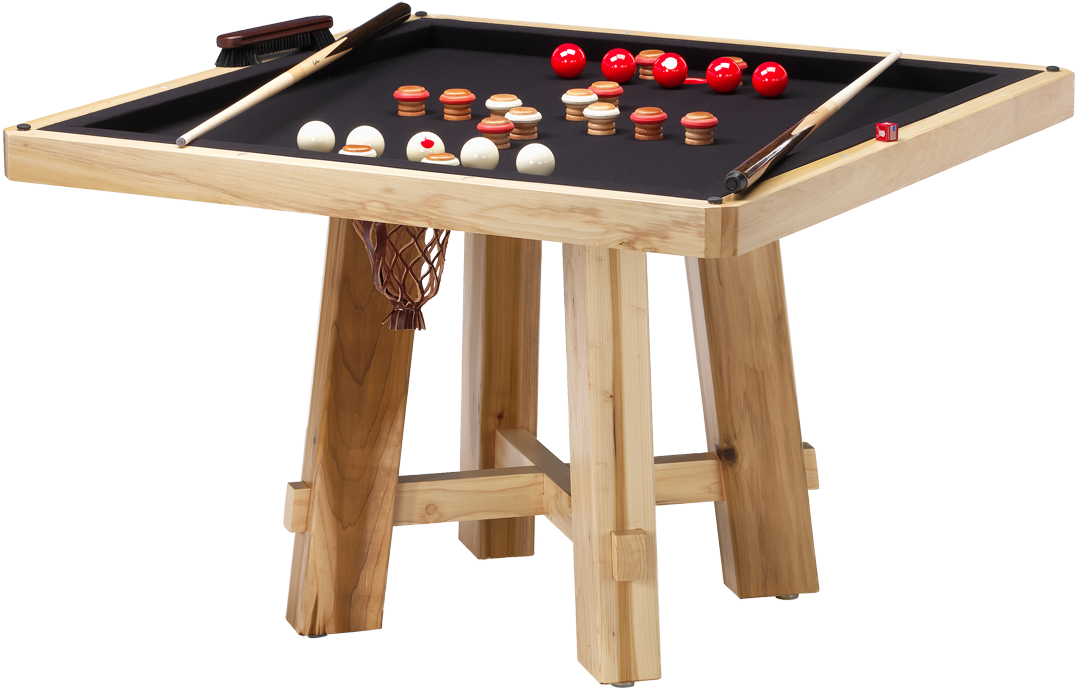 Wooden Mini Pool Table With Accessories PNG image