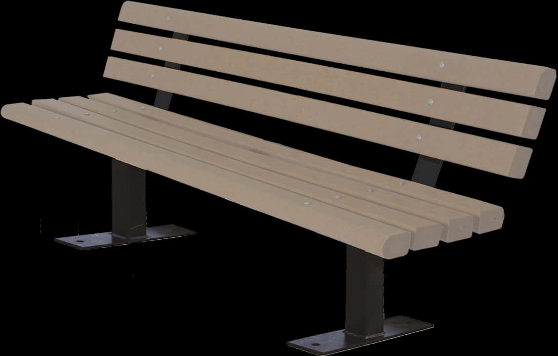 Wooden Park Bench Isolatedon Black PNG image