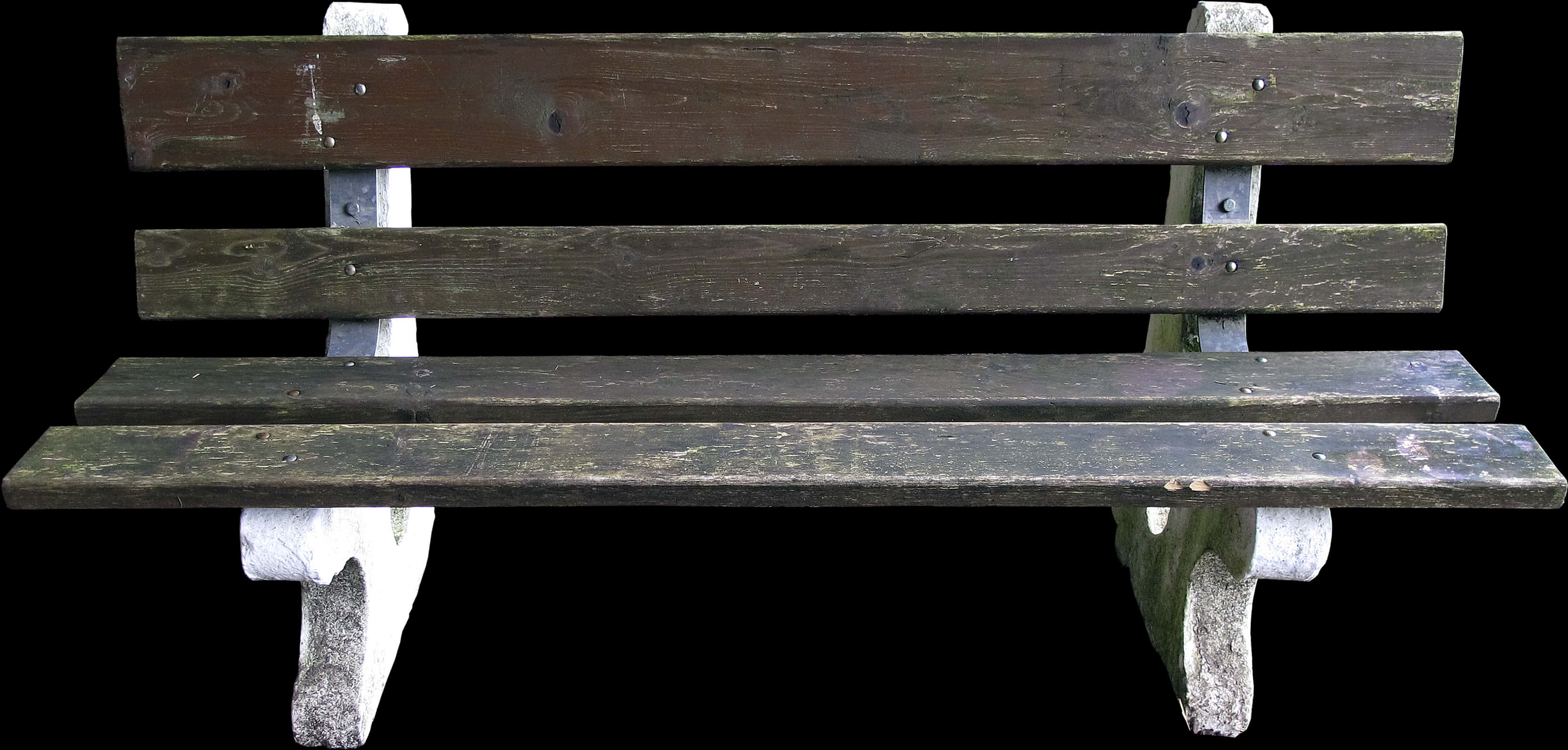 Wooden Park Bench Isolatedon Black Background PNG image