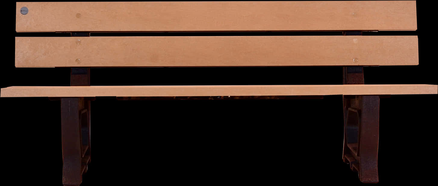 Wooden Park Bench Isolatedon Black PNG image