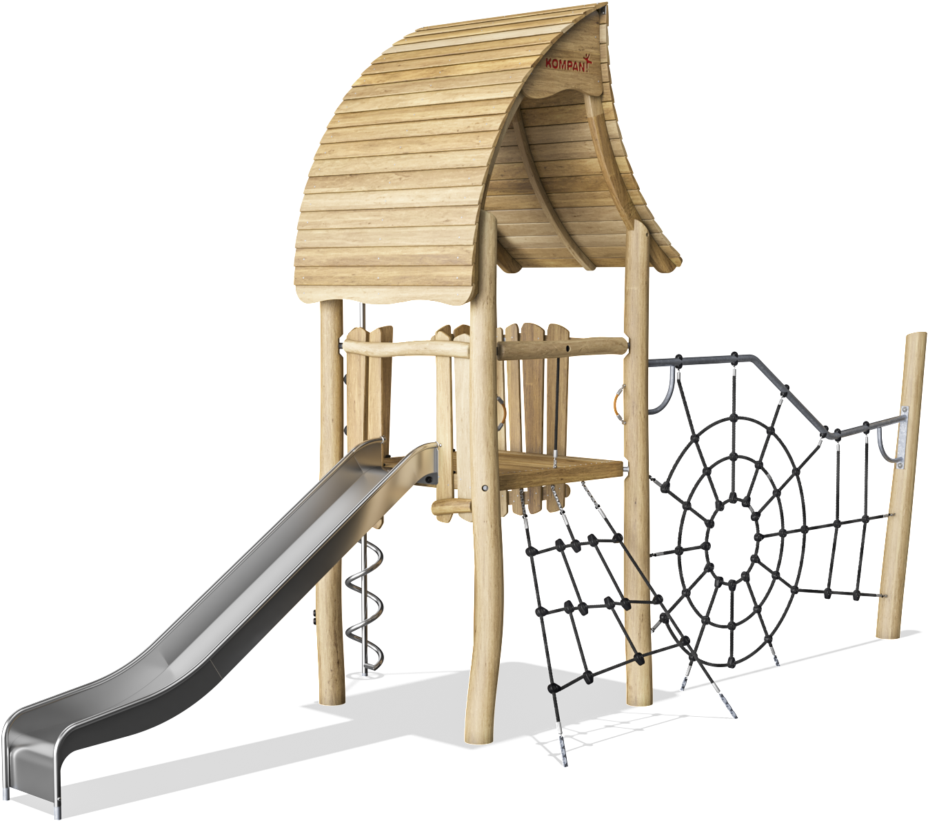 Wooden Playground Structurewith Slideand Climbing Net PNG image