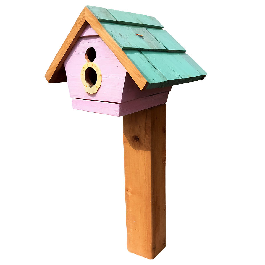 Wooden Post With Birdhouse Png 06272024 PNG image