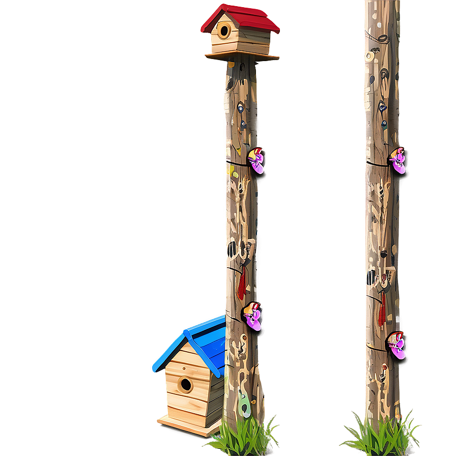 Wooden Post With Birdhouse Png 84 PNG image