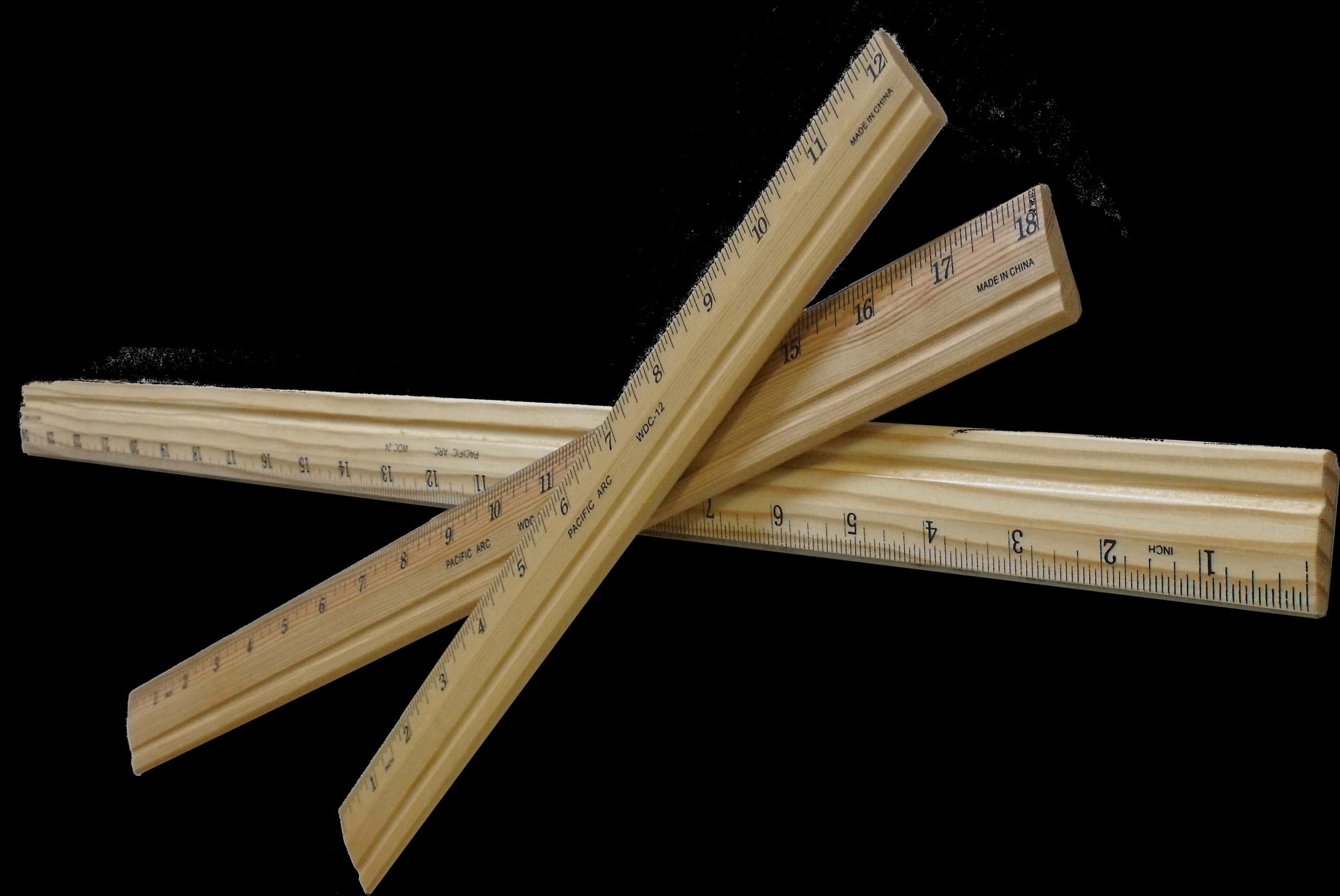 Wooden Rulers Crossedon Black Background PNG image