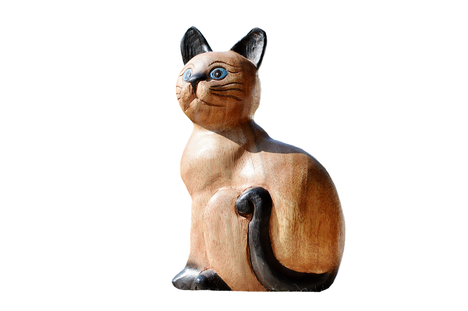 Wooden Siamese Cat Sculpture.png PNG image