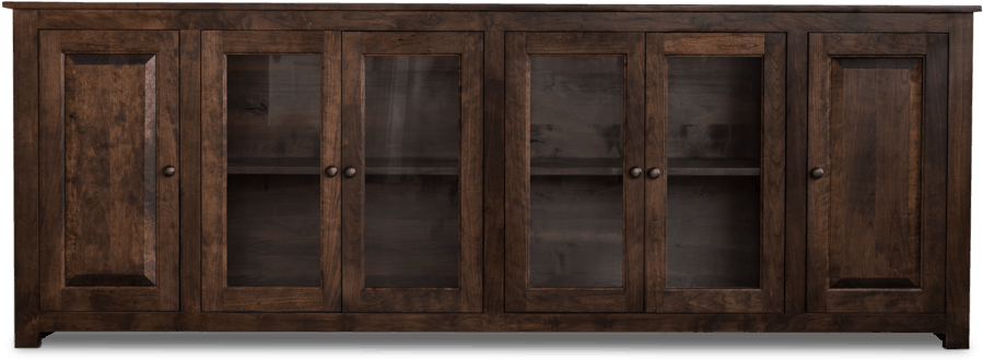 Wooden Sideboardwith Glass Doors PNG image