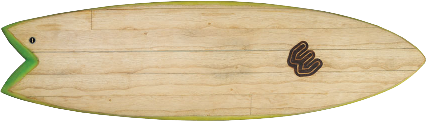 Wooden Surfboard Top View PNG image