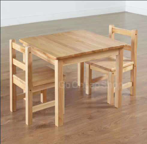 Wooden Tableand Chairs Set PNG image