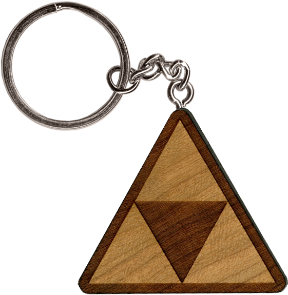 Wooden Triforce Keychain PNG image