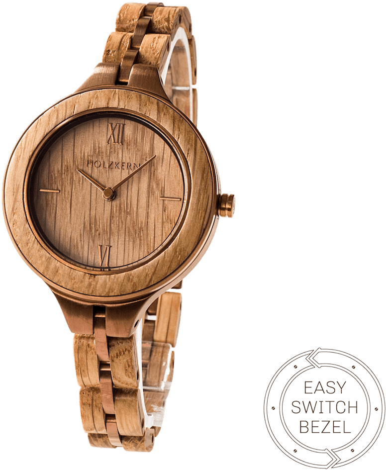 Wooden Wristwatch Product Showcase PNG image