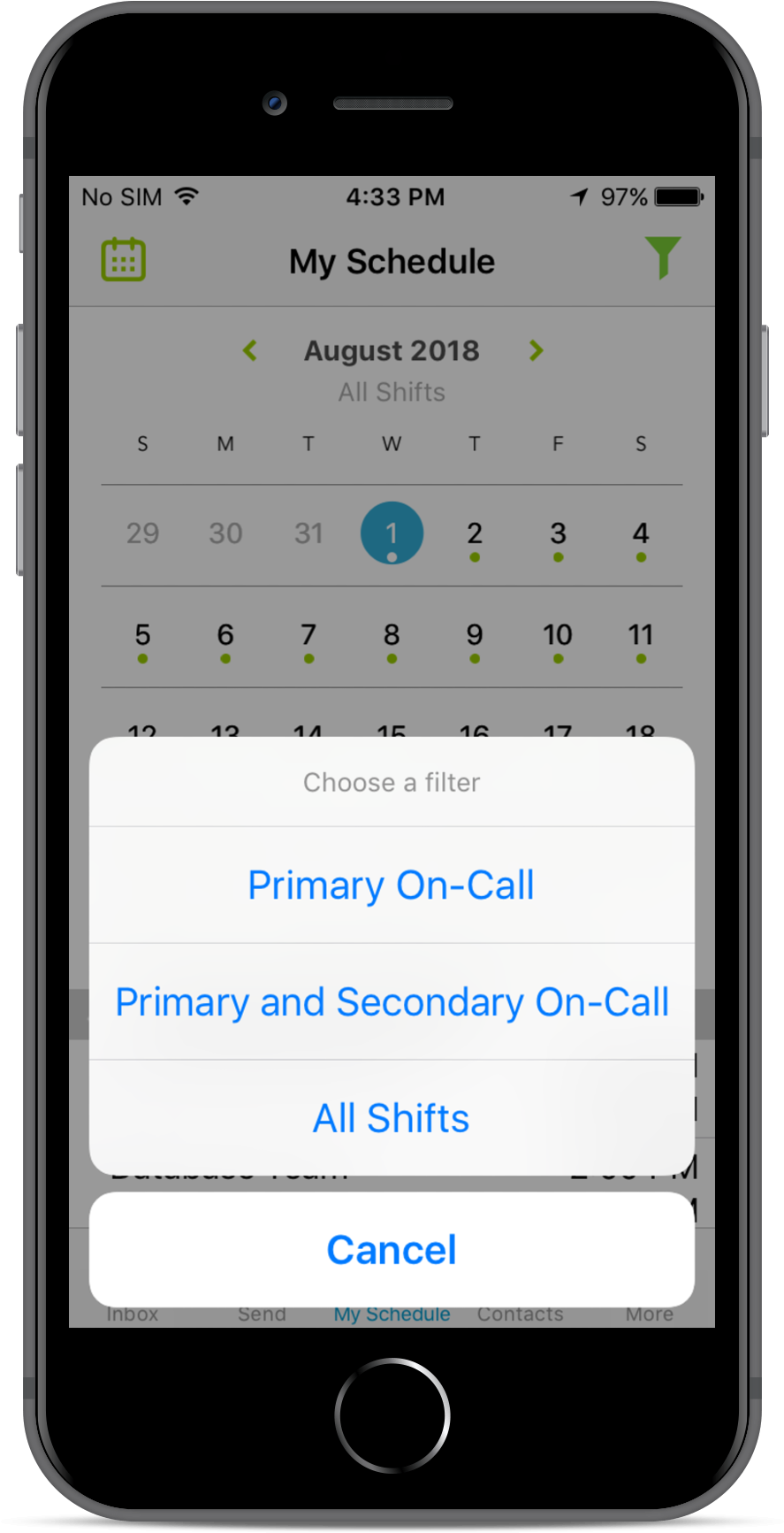 Work Schedule App Interface PNG image